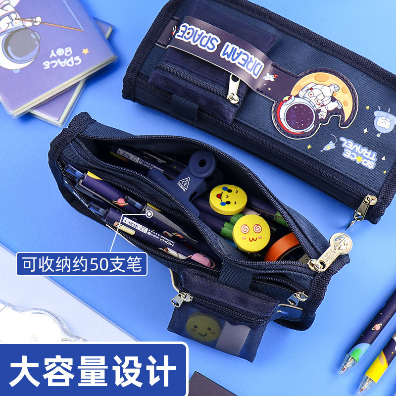 Pencil bag wholesale large capacity boy stationery bag children pencil bag primary school students good quality canvas multi-functional stationery box