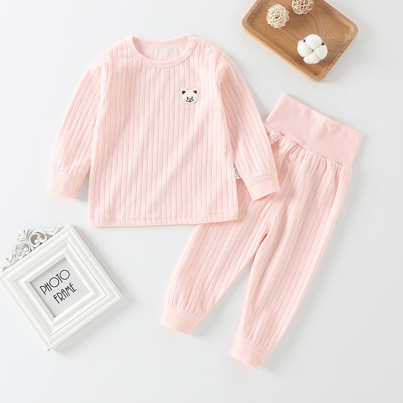 Baby autumn clothessuitpure cotton baby high waist belly protector boys pajamas girl home clothes spring & fall kidsintimates