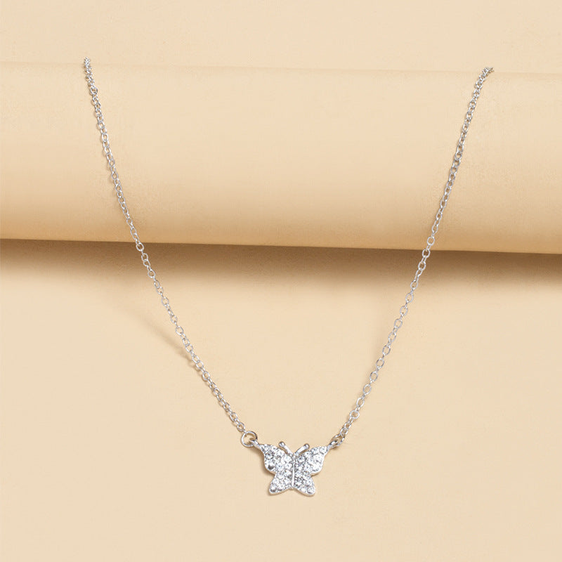 Wholesale butterfly full diamond necklace - new european and american cross-border fashion jewelry, high-end ins style choker necklace for women