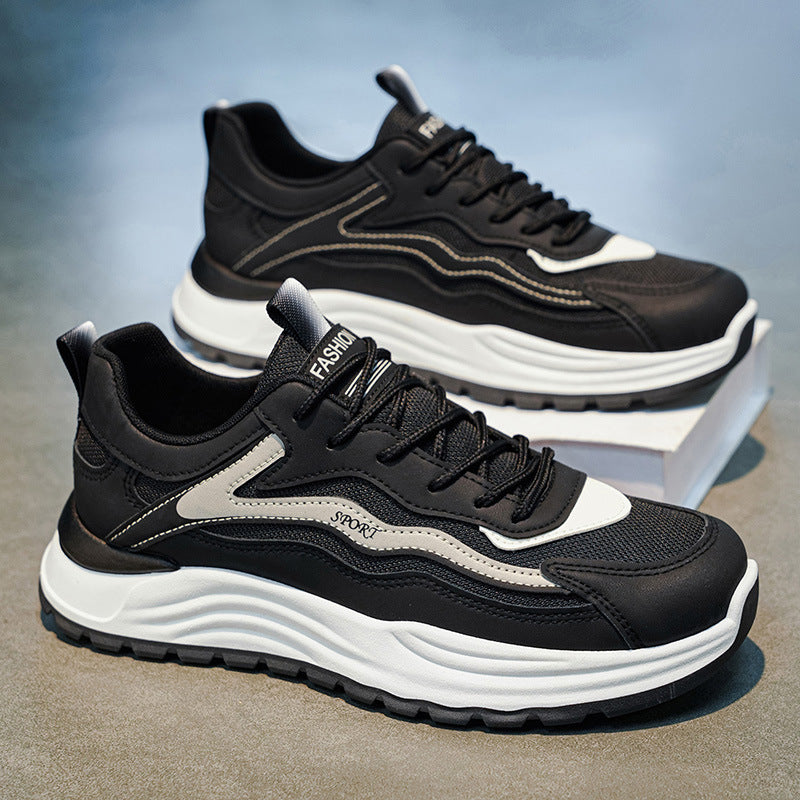 Men's summer breathable mesh athletic casual running shoes - versatile, height-increasing, trendy dad shoes for travel and teens