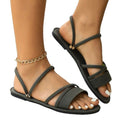 Export women's sandals plus sizenew arrival flip-flops retro one-word buckle flats cross-strap beach women's shoes sandal