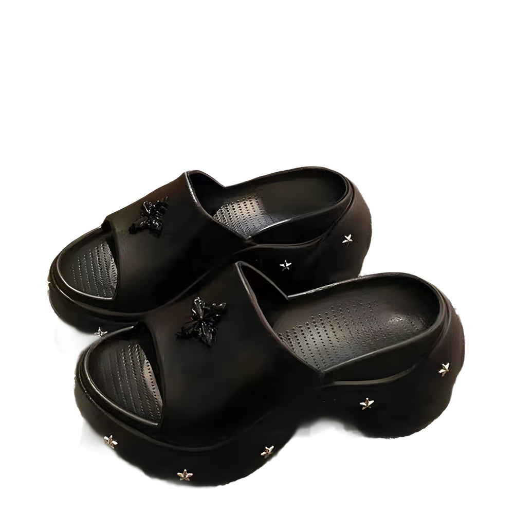 9cm thick sole star slippers women's summer outwear thick sole stomping on shit feeling 2024new arrivalsummer popular sandals