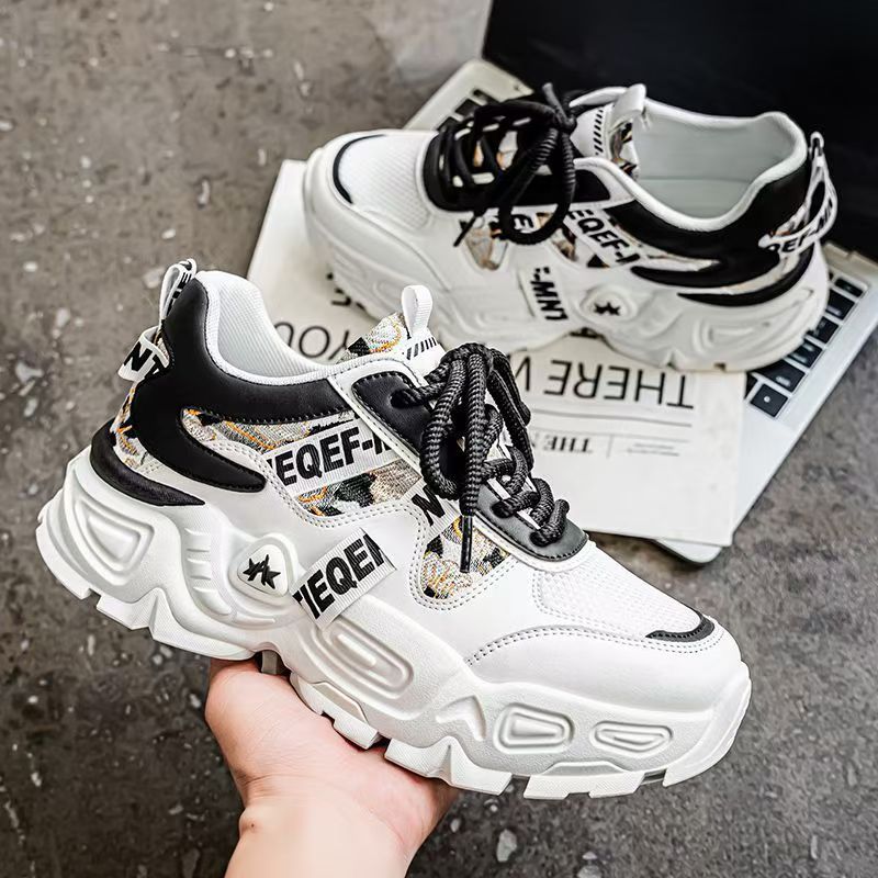 Men's shoes 2025 new winter mesh breathable hot-selling youth sports casual chunky sole trendy soft sole dad shoes