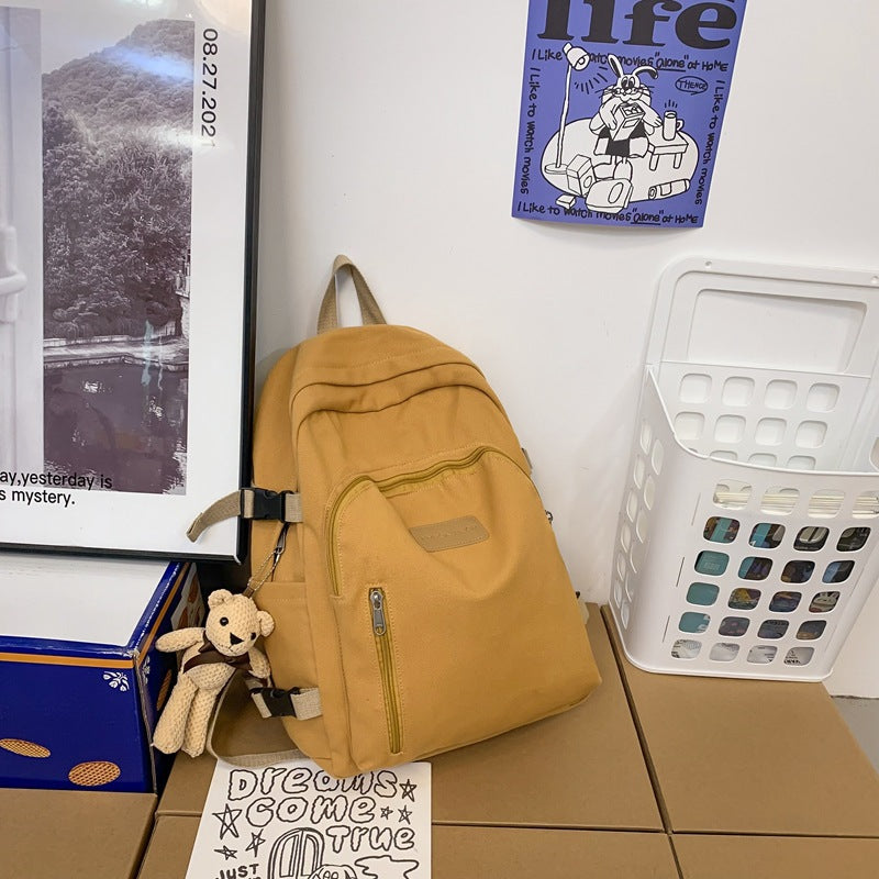 Women's college student backpack - trendy ins style, large capacity, japanese design, korean minimalist, canvas backpack for campus and travel