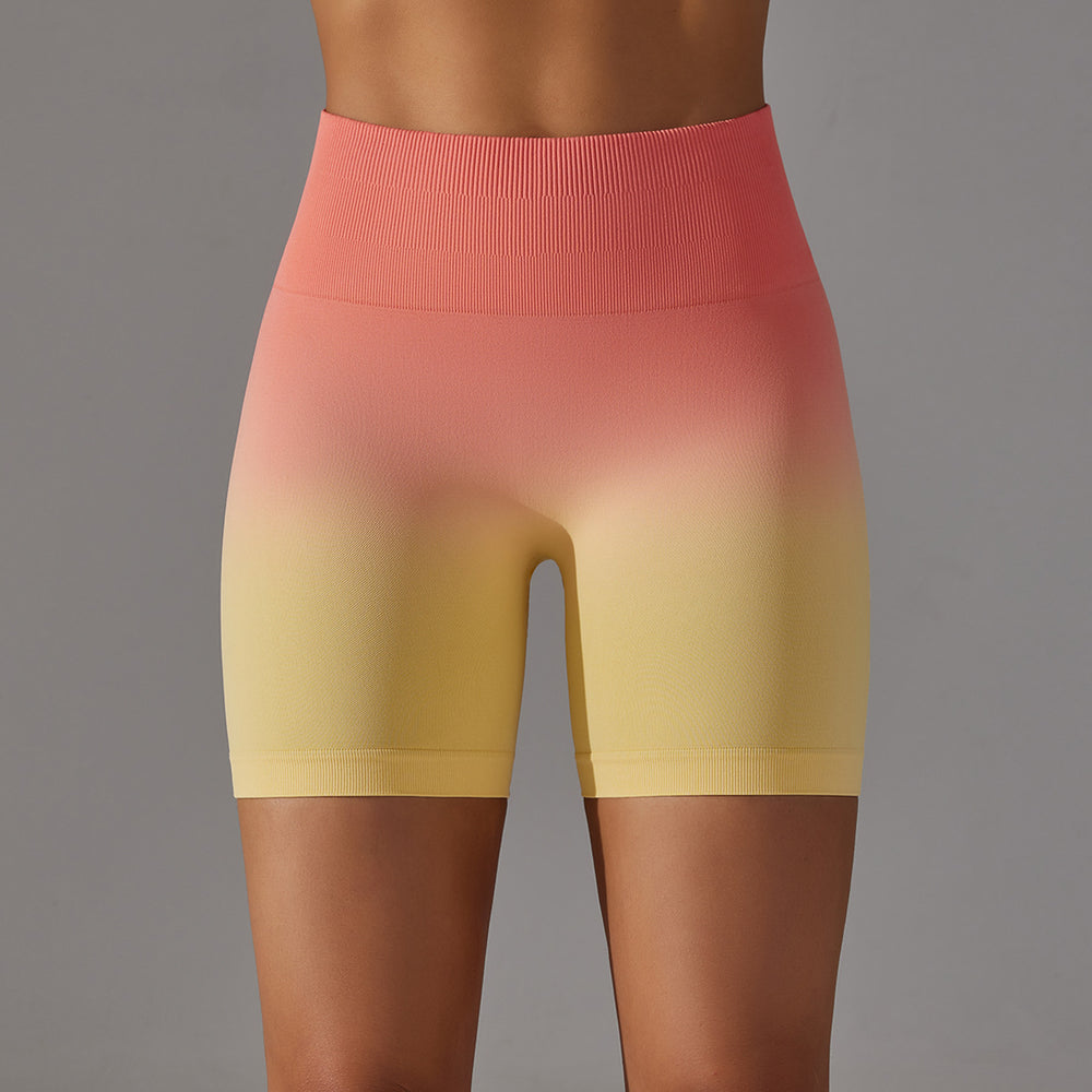 Big sale cross-border seamless candy gradient training tight high waist sports three-quarter shorts running fitness yoga pants for women