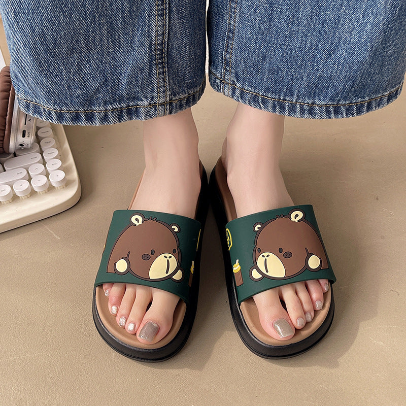 New arrivalthick sole slippers cute cartoon cool ins trendy outwear women's internet celebrity indoor non-slip platform cake beach women's slippers