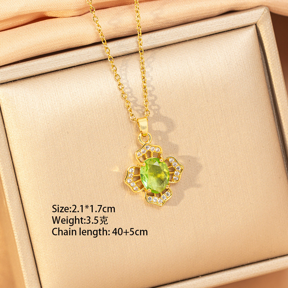 [titanium steel] cross-border fashion four-leaf clover necklace for women, light luxury, stylish, popular, high-end, simple clavicle chain jewelry
