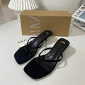 Za summer new 2024 french square toe high heel women's shoes, thong sandals with open toe and slingback, fashion sandals for women