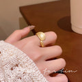 Irregular gold matte ring - women's unique design, minimalist style, index finger ring, light luxury, high-end adjustable ring