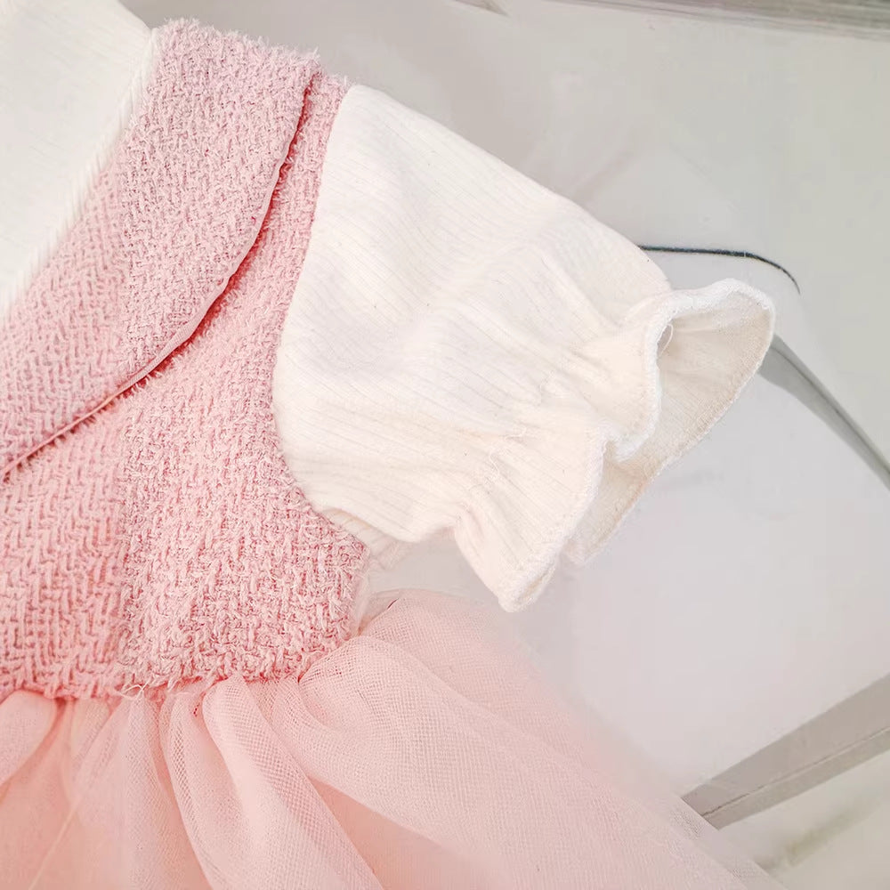 Girls' princess dress -  summer new arrival: stylish round neck short sleeve mesh baby girl party dress