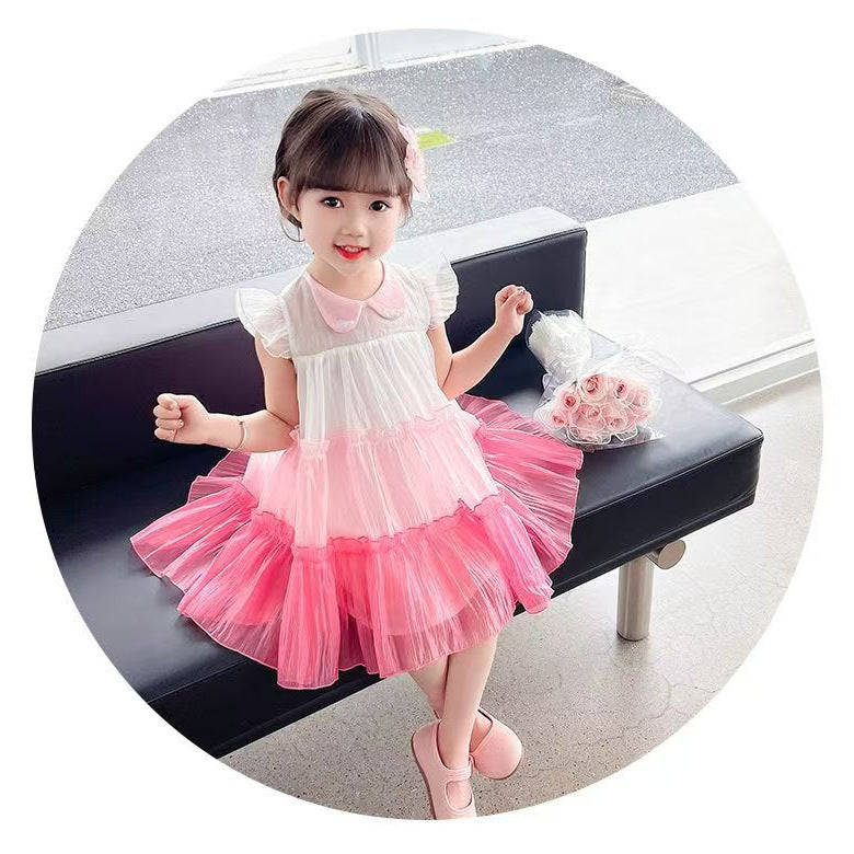 Summer new arrival: solid color korean style trendy girls' short-sleeve dress - available in three colors - kids' princess dress