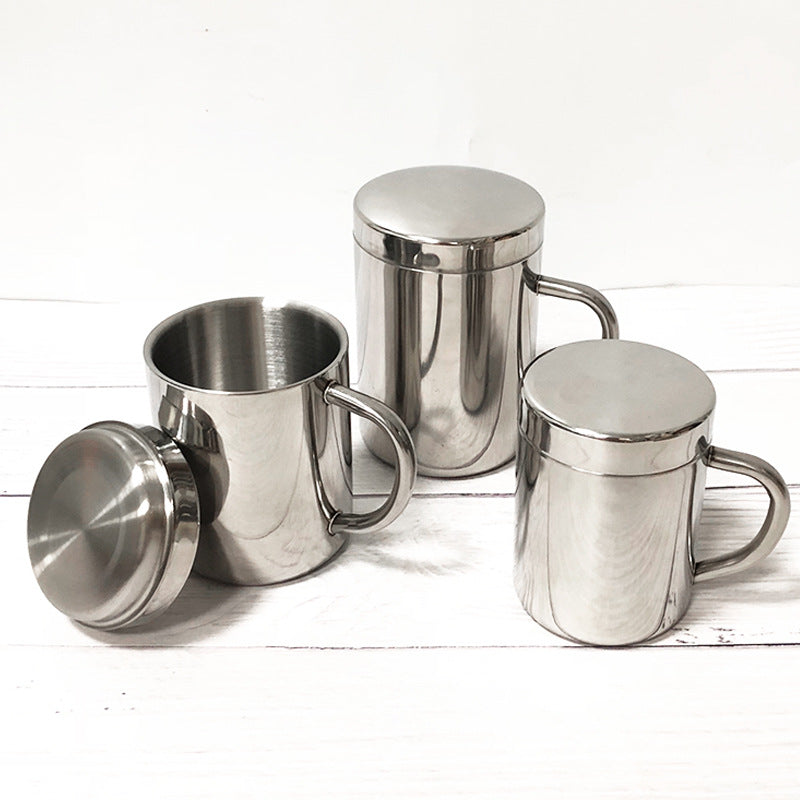 304 stainless steel mug, kids' cup, kindergarten double-walled insulated cup with lid and handle, office water cup