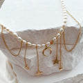 Pearl sweater chain wholesale fashion cross-border sense of design tassel necklace women's star moon light luxury choker necklace