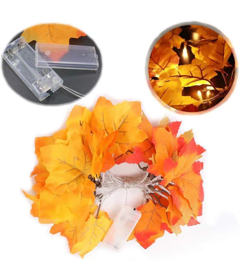 Cross-border led maple leaf light string creative Christmas Thanksgiving battery box lights simulation maple leaf outdoor decorative lights