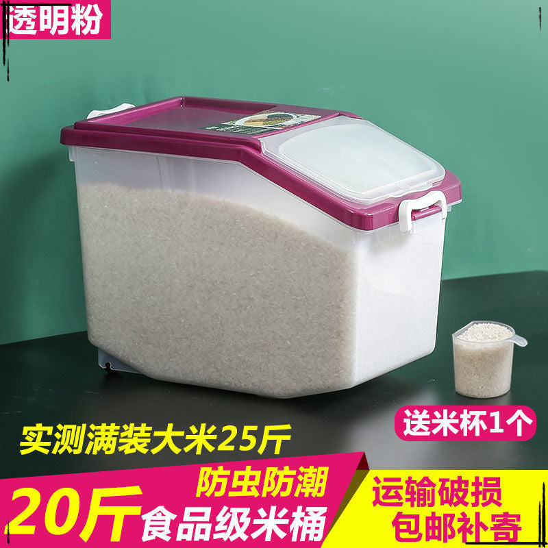 25Kg Multifunctional Rice Tank Household Rice Bucket Rice Storage Tank Rice Box Kitchen Flour Box 10kg Insect-proof and moisture-proof storage bucket