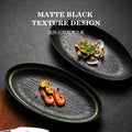 Nordic creative textured large ceramic fish plate - artistic, high-value matte finish oval ceramic serving dish