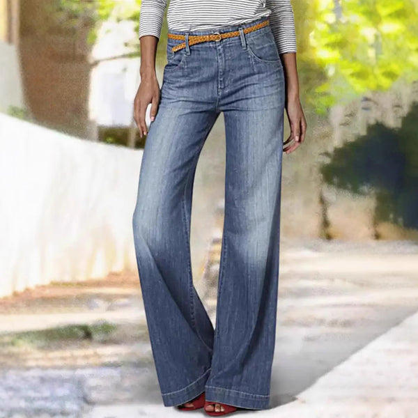 High waist wide leg jeans women's summer 2025 new retro fashion thin drape big foot horn pants