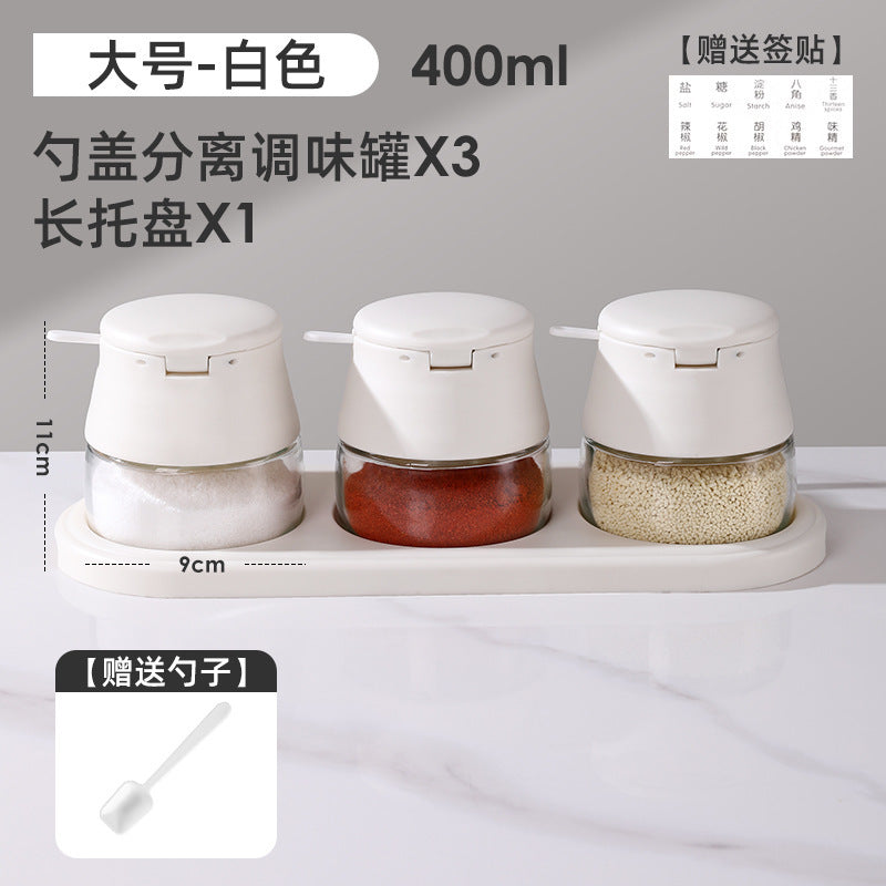 High-value seasoning box, kitchen household glass seasoning bottle, seasoning jar, salt jar sub-bottling, integrated box with spoon