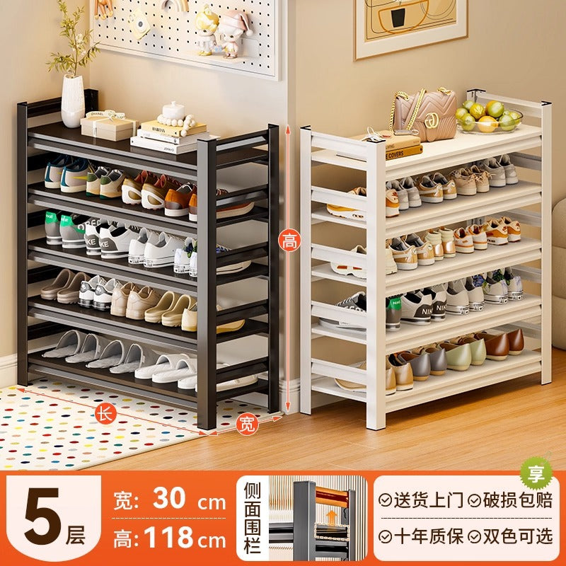 Household steel shoe rack door floor-standing multi-layer storage rack simple shoe cabinet entrance door rear storage rack