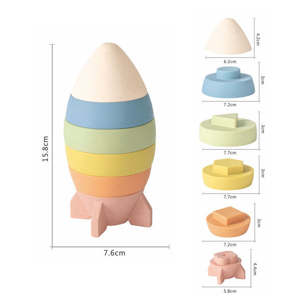 Cross-border export  soft rubber PVC stacked music toys baby educational rockets and bathroom water toys