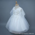 Kids' formal dress princess dress new short printed mesh girl's princess dress flower girl wedding dress one piece wholesale foreign trade