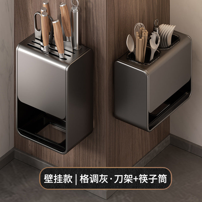 Kitchen chopstick tube rack non-punching wall-mounted wall drain acrylic chopstick cage chopstick basket storage box knife holder