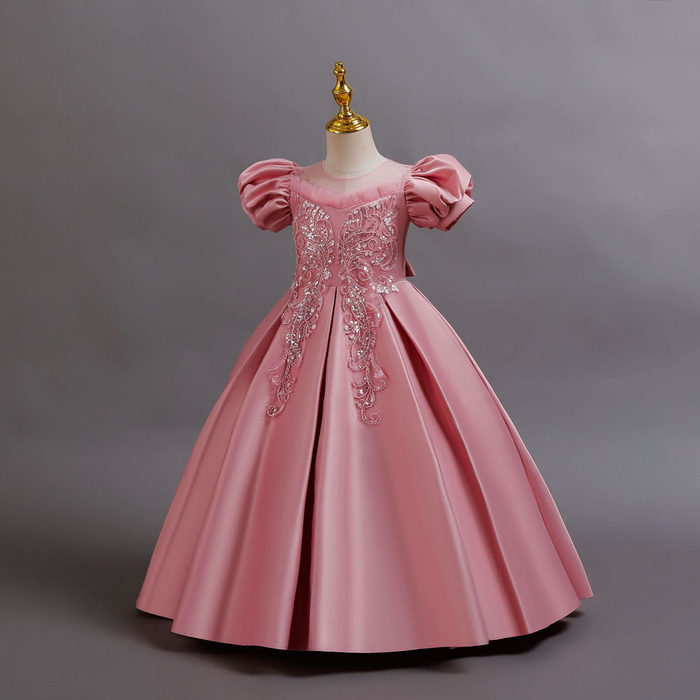 New arrival: satin sequin princess dress for girls - perfect for flower girls, piano recitals, and special occasions
