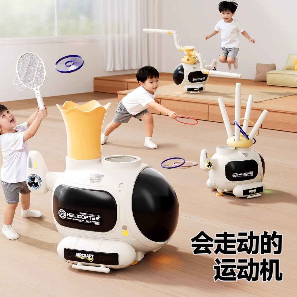 new arrival: 3-in-1 kids' sports helicopter jump rope machine - indoor/outdoor multiplayer competitive sensory integration training toy