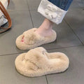 New arrival rabbit fur slippers outwear cute plaidheattechbest sellingwinter cotton slippers crossfashioneasiest for match