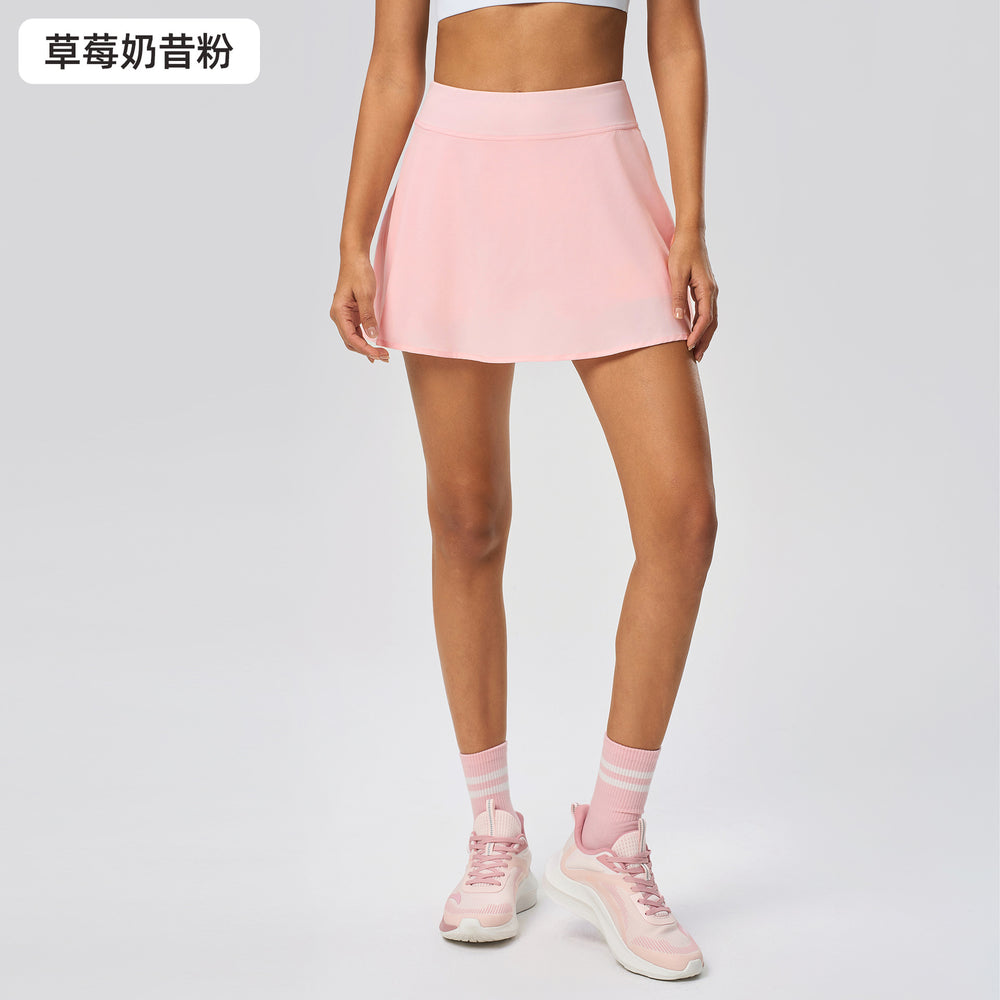 Summer fake two-piece sports skirt for women to cover crotch slimming look lined tennis skirt ice-like quick-drying yoga skirt d25010