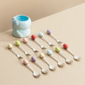 Cute dinosaur cartoon high-value ceramic cute fruit fork box stainless steel fruit fork suit afternoon tea spoon combination