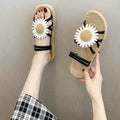 Women's summer 2024 outdoor wear student korean style slippers women's trendy fairy style flat heel chrysanthemum simple one-strap sandals