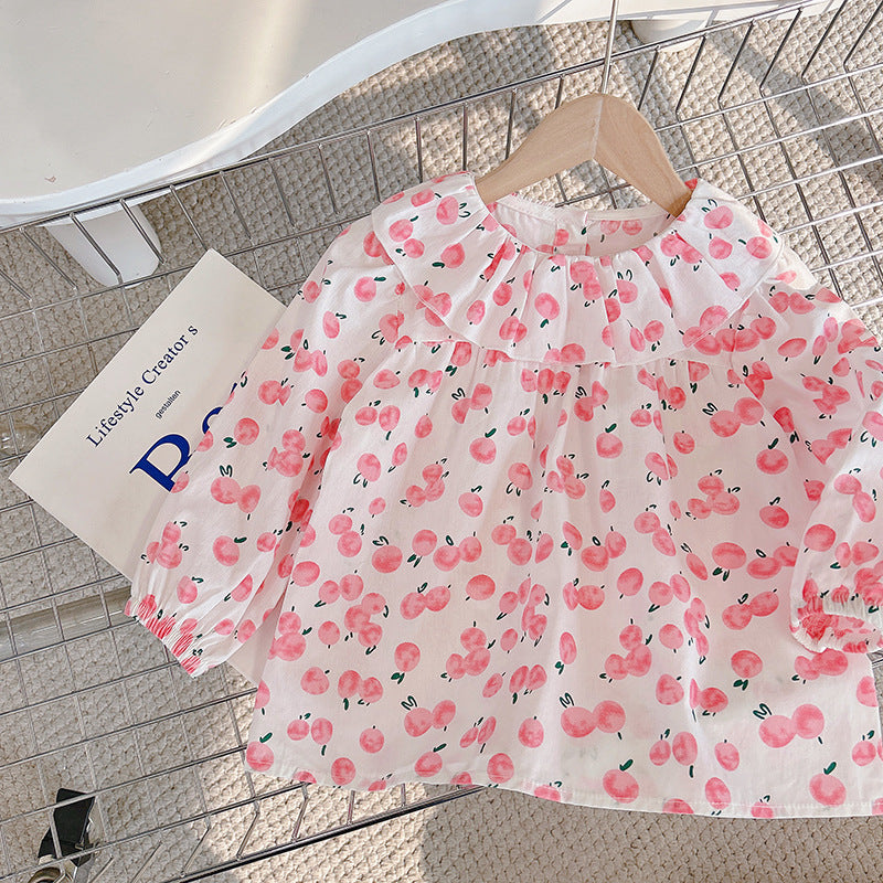 new arrival: 100% cotton girls' blouse - spring/autumn long sleeve, peter pan collar, sweet & korean style baby shirt