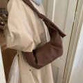 Korean style large capacity retro women's bag soft leather pleated dumpling bag lazy style casual versatile commuter shoulder crossbody bag