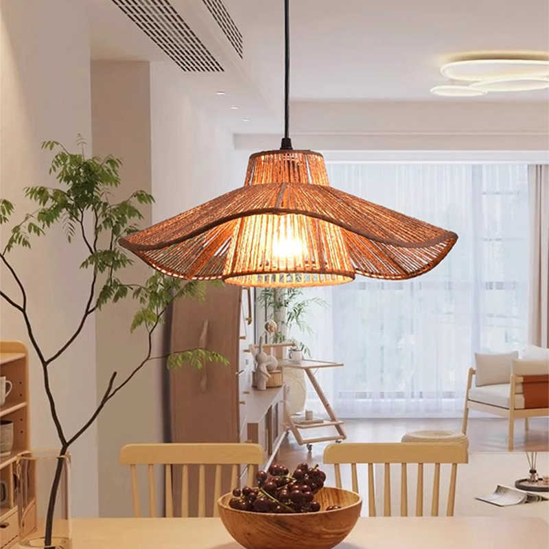 Wabi wind chandelier Japanese retro dining room living room Chinese tea room lamp Zen homestay bedroom dining table medieval lamps