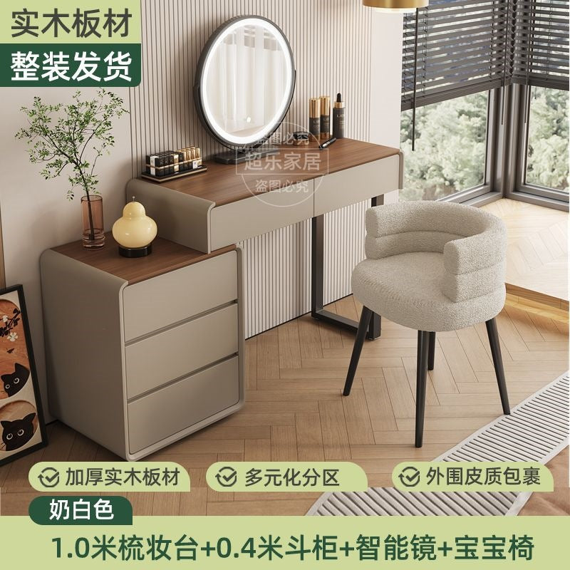 Vanity table bedroom casual walnut color chest of drawers vanity table all-in-one small makeup table retractable makeup table