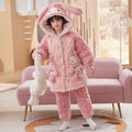 【triple-layer quilted & thickened】girls' winter pajamas - extra thick coral fleece, triple-layer quilted baby winter sleepwear