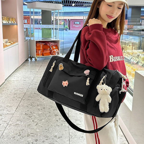 Cartoon travel handbag women's large-capacity lightweight storage bag independent shoe compartment sports fitness bag boarding bag wholesale