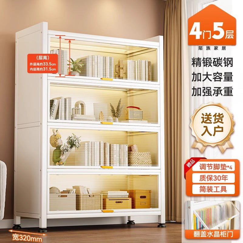 Steel dust-proof bookcase for home door multi-layer entrance cabinet large-capacity storage cabinet entrance flip-up door multi-layer storage