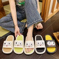 2024new arrival women's slippers with shit feeling, popular ins home cartoon big-eyed bird thick-soled grids one-line slippers for women