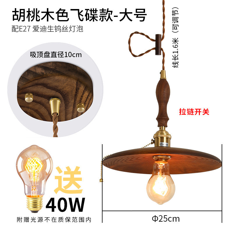 ins Nordic black walnut nostalgic lighting, bedroom bedside lamp, bar brass dining room lamp, wabi sandy chandelier