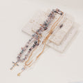 European and american cross tassel beaded necklace - women's mystical, niche, high-end purple crushed stone wrap choker
