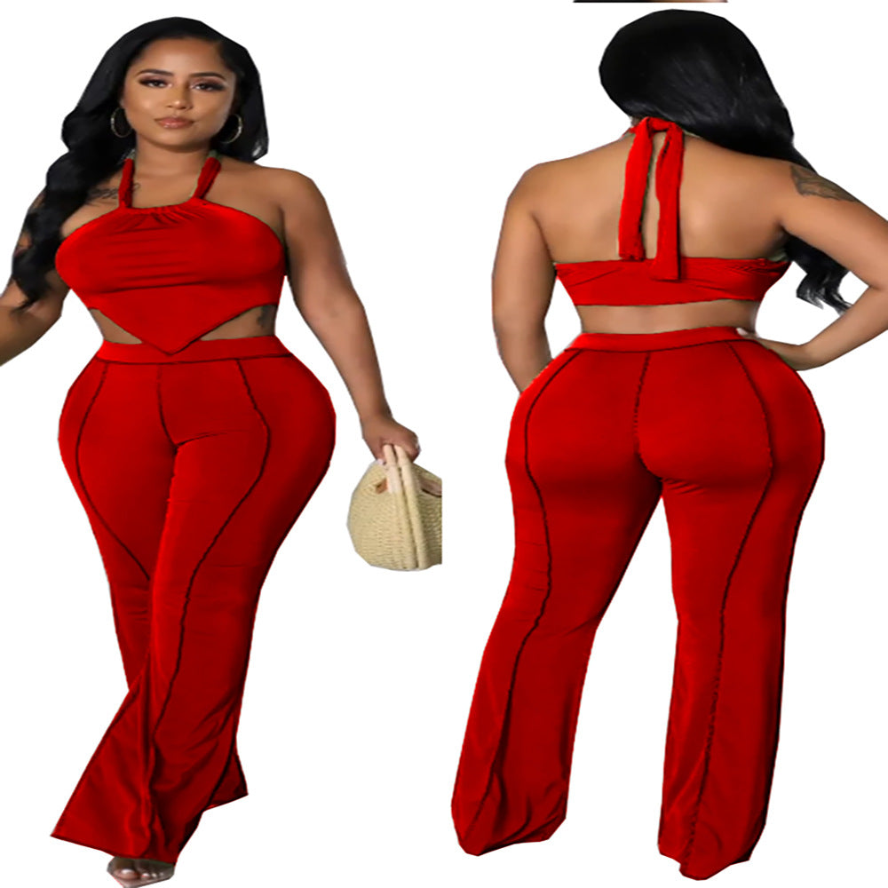 new european and american style women's foreign trade  nightclub sexy irregular strappy off-shoulder top and skirt set