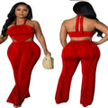 new european and american style women's foreign trade  nightclub sexy irregular strappy off-shoulder top and skirt set