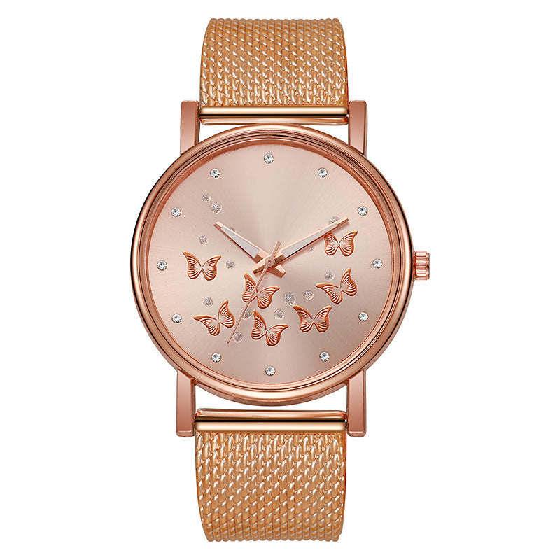 Liu's new cross-border butterfly women's casual watch, fashion tape wristwatch, ladies' quartz watch, trendy mesh strap watch