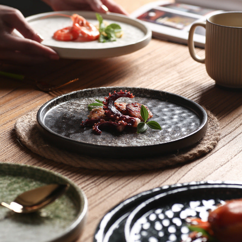 American new arrivalfashion creative ceramic steak plate stylish line ceramic western food plate with edge plate high appearance ins