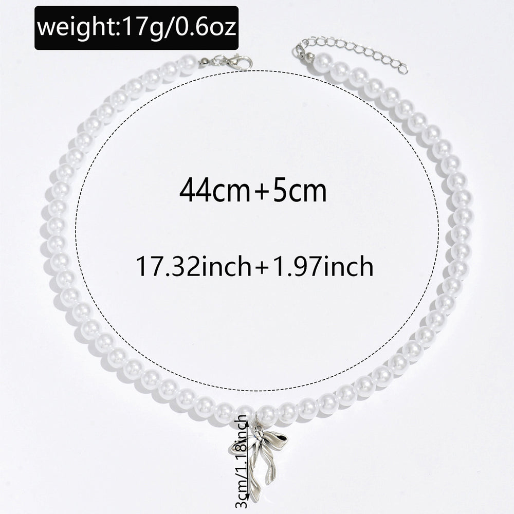 Bowknot pearl choker wholesale - european & american cross-border high-end necklace, light luxury niche pendant, clavicle chain, women's jewelry