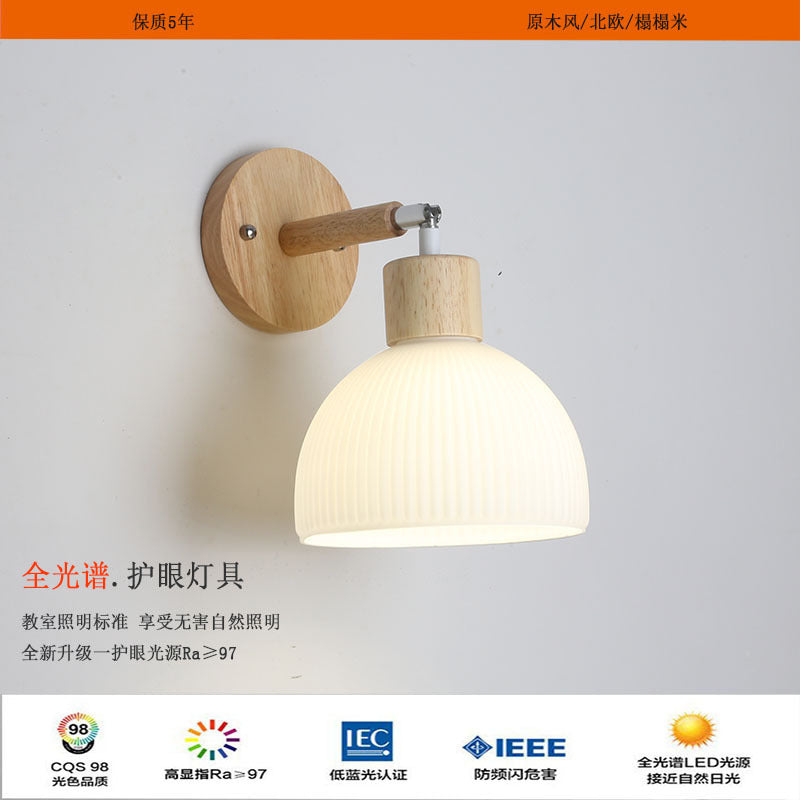 Log wind wall lamp Japanese living room wall lamp wabi wind bedroom bedside lamp B & B universal variety of lighting