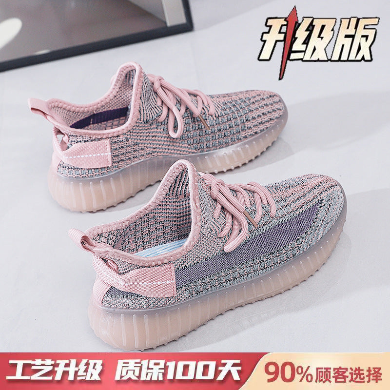 Spring/summer 350 flyknit new arrival: versatile, trendy, casual, athletic, running shoes - soft, flat, sock-style, breathable mesh