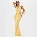 fashion style autumnew arrivalhalterneck swing collar backless topssexy hip-covering skirt suit for women